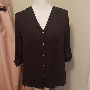 H&M black botton down blouse